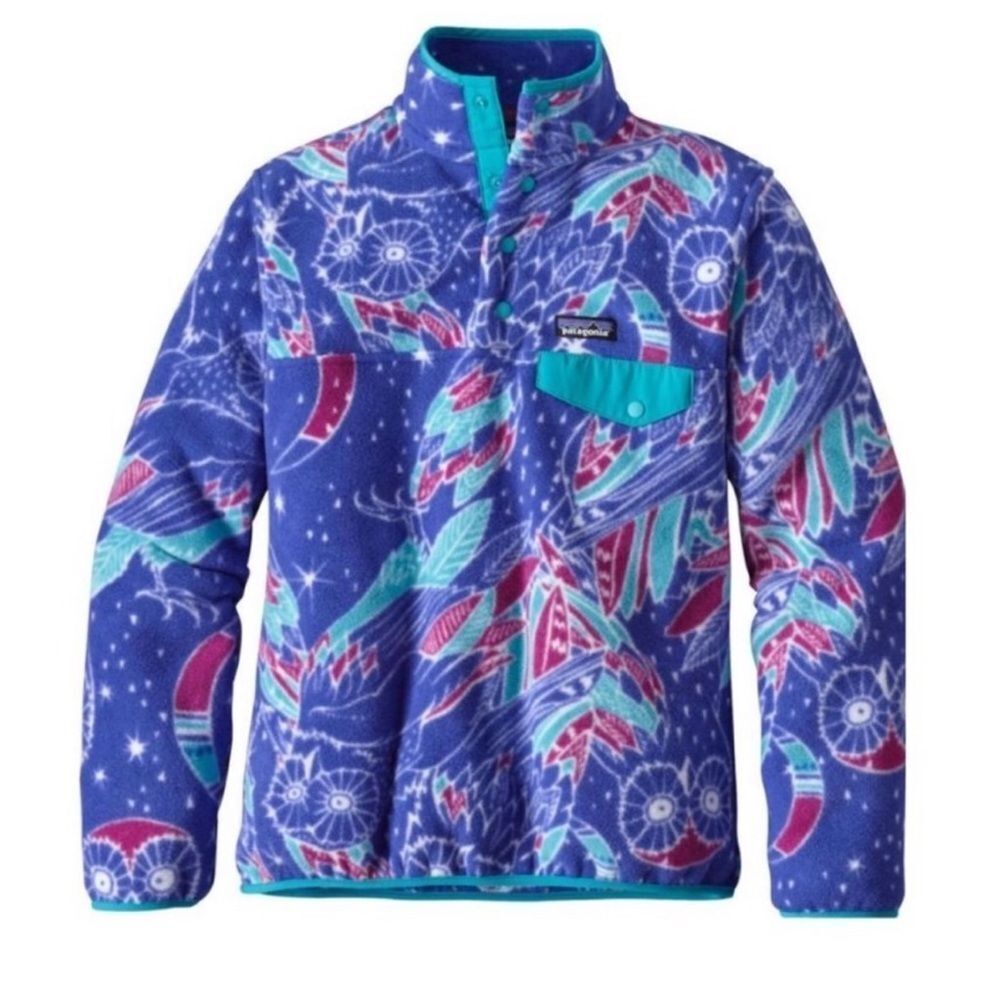 Patagonia Synchilla "Harvest Moon" Allover Owl Print Snap T Sweater - Picture 2 of 14